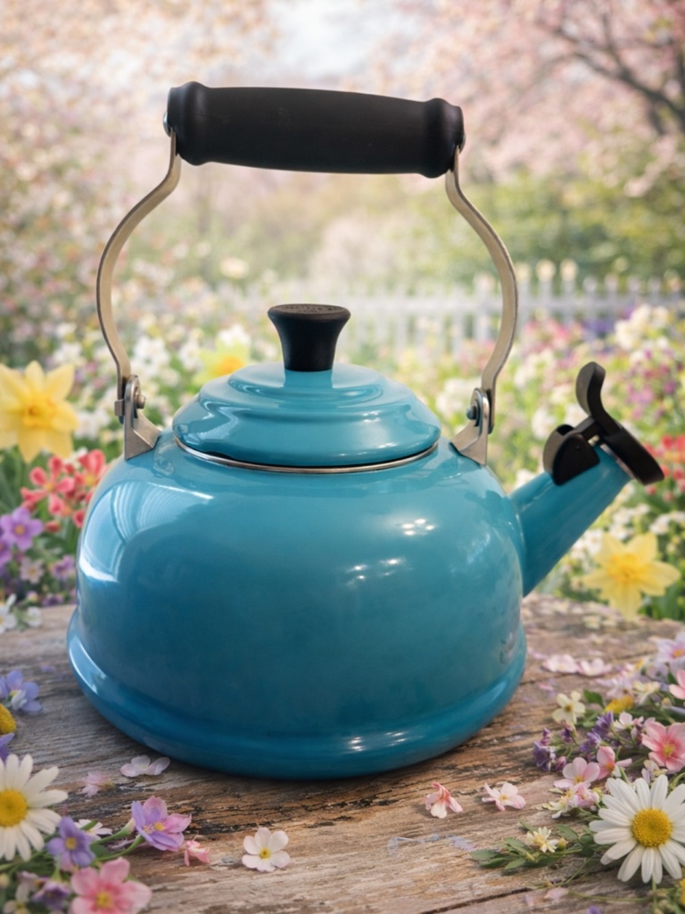 Le Creuset Whistling Tea Kettle – Caribbean Blue (Retired Color!)